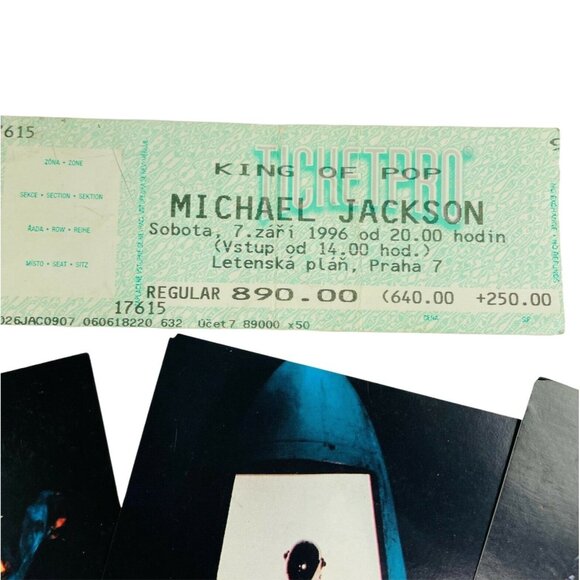 Vintage Lot 5 Michael Jackson Prague Show Memorabilia u Stub and Postcards 1996 - Picture 2 of 5